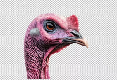 Detailed Pink Turkey Head Close-up for Thanksgiving Wildlife Designs image
