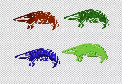 Quadruple Artistic Badger Silhouettes Abstract Collection on Black Background image