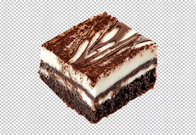 Delicious Frosted Chocolate Brownie Dessert Slice Gourmet Sweet Treat Bakery Delicacy image