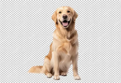 Adorable Golden Retriever Dog Sitting, Friendly Pet Cutout for Designs image