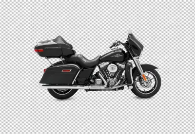 Sleek Black Touring Motorcycle with Gleaming Chrome Accents on White Background image