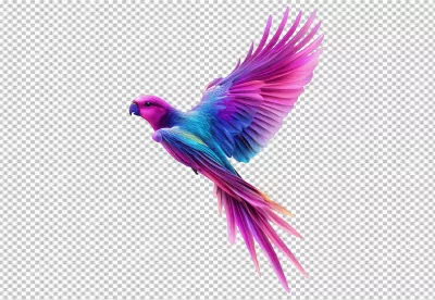 Vibrant Flying Parrot with Gradient Feathers PNG for Creative Designs image