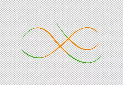 Dynamic Intertwined Green and Orange Lines Forming Infinity Symbol on White Background image