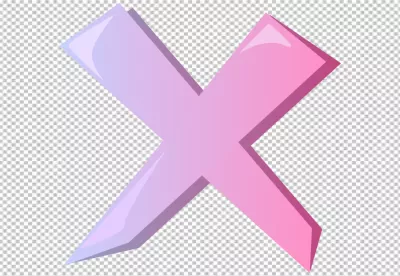 A gradient pink and purple 'X' symbol on a black background