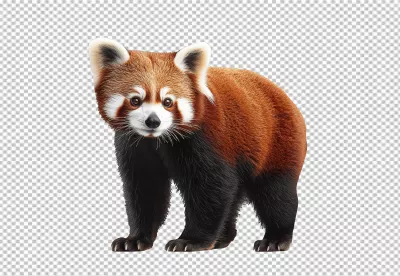 Adorable Red Panda Standing Looking Forward Cute Wildlife Animal Illustration PNG image
