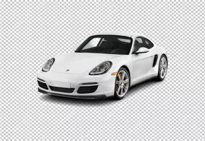 Sleek White Porsche Cayman Sports Car Isolated on Pristine White Background image