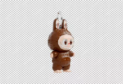 Detailed Brown Character Figurine with Bunny Ears and Playful Smile image
