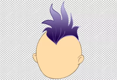 Stylized Cartoon Head with Vibrant Purple Spiky Hairstyle Illustration image