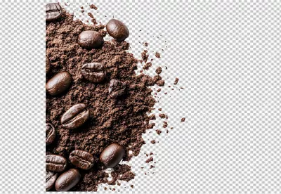 Fresh Roasted Coffee Beans and Ground Coffee for Aromatic Morning Brew PNG image
