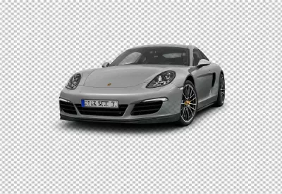 Sleek Gray Porsche Front Three Quarter View Isolated image