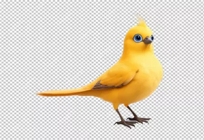 Adorable Yellow Crested Bird with Striking Blue Eyes on White Background image