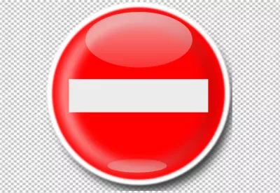 Red Prohibition Sign with White Bar Isolated on Black Background