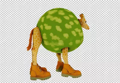 Whimsical Hybrid Creature with Watermelon Body, Giraffe Head, and Trendy Orange Boots image