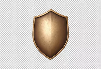 Bronze Shield with Metallic Texture Symbolizing Protection and Security on a Transparent Background image