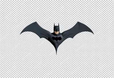 Iconic Batman Character Spreading Cape, Ready for Action, Superhero in Dynamic Pose image