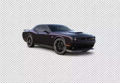 Powerful Dark Plum Dodge Challenger Muscle Car Isolated on White Background image