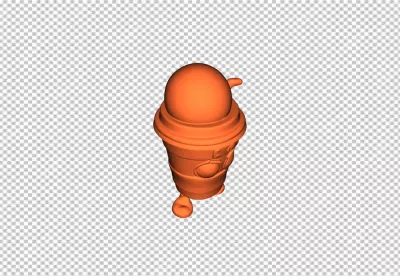 Playful 3D Orange Abstract Character with Round Top and Small Feet image
