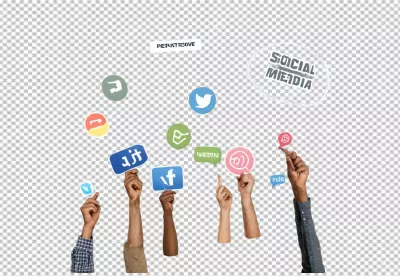 Diverse Hands Holding Social Media Icons Symbolizing Digital Connection and Global Engagement image