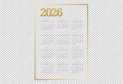 Luxury 2026 Calendar Design with Golden Glitter Text on Black Background image