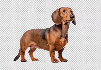 Charming Brown Dachshund Standing Attentively for Pet Design and Digital Projects image