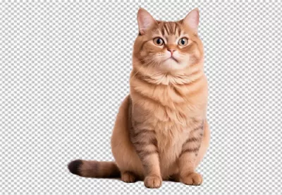 Charming domestic shorthair cat with orange tabby fur sitting attentively looking up image