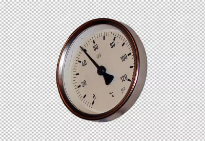 Precision Analog Temperature Gauge Displaying 50 Degrees Celsius, Industrial Measurement Device image