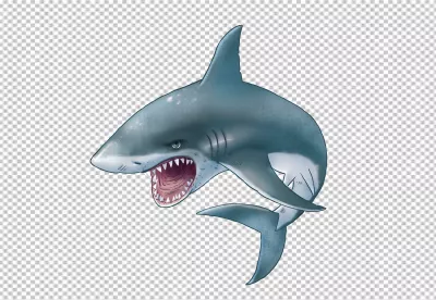 Fierce Great White Shark Attacking with Open Mouth and Sharp Teeth image