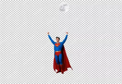 Iconic Superhero Superman Soaring Upward Towards the Luminous Full Moon in Cosmic Sky image