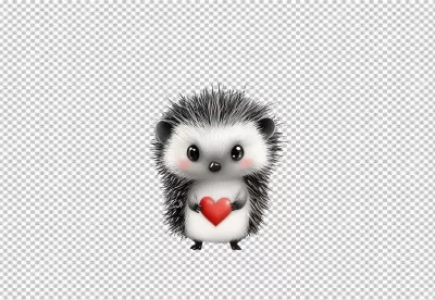 Adorable Hedgehog Holding Red Heart Cute Illustration for Valentine's Day image