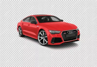 Sleek Red Audi RS7 Sportback Luxury Sedan Isolated on White image