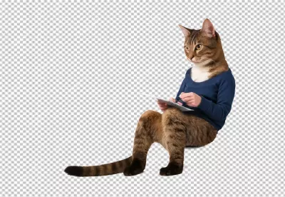 Whimsical Cat Character with Human Body Typing on a Computer Keyboard image