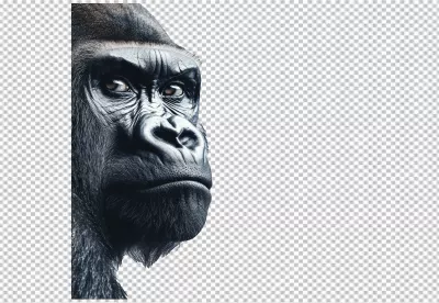 Powerful Silverback Gorilla Face Intense Gaze Wildlife Photography HD PNG image