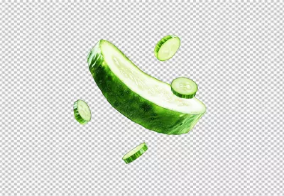 Fresh Green Cucumber Slices PNG for Healthy Salads and Culinary Designs image