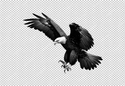 Majestic Bald Eagle in Dynamic Flight, Striking Black and White Portrait image