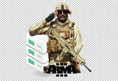 Desert Tactical Soldier Saluting with Assault Rifle and Server Racks image