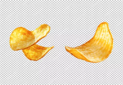 Crispy Golden Potato Chips PNG Cutout for Delicious Snack Designs image