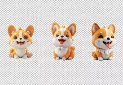 Adorable 3D Cartoon Corgi Dog Character Posing Playfully image