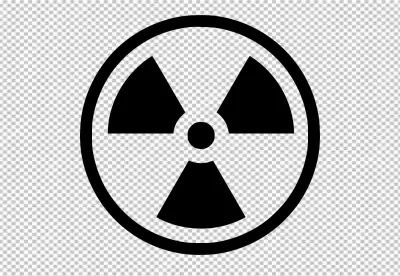 Radiation Hazard Warning Symbol Outline on Black Background
