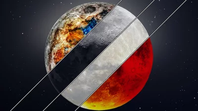 Dynamic Cosmic Collage: Four Diverse Planetary Landscapes in Starry Space image