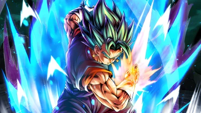 Powerful Anime Warrior Unleashing Vibrant Blue Energy in Dynamic Action Pose image
