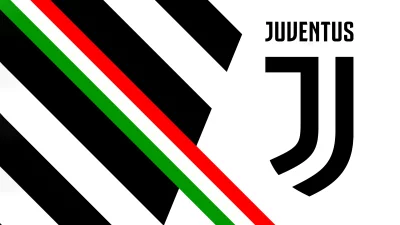 Official Juventus Football Club Emblem with Diagonal Black, White, Red, and Green Stripes image