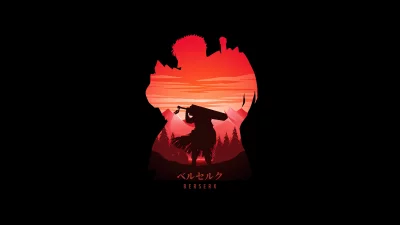 Dramatic Silhouette of a Dark Fantasy Warrior with Oversized Sword Against Fiery Landscape image