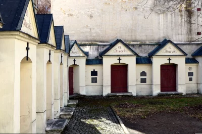 Historic Stations of the Cross Chapels Along Cobbled Path in European Monastery image