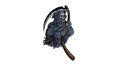 Spooky Grim Reaper Character with Scythe Illustration for Halloween and Horror image