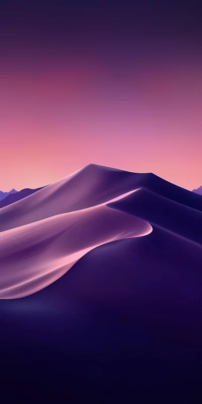 Dramatic purple desert dunes at sunset sky