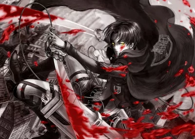 Fierce Anime Warrior in Dynamic Urban Combat with Blades and Red Effects image