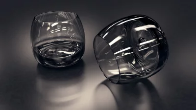 Sleek Glass Tumblers with Dynamic Reflections on Dark Background for Modern Design image