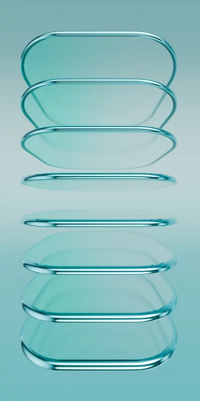 Abstract Stacked Teal Ovals with Chrome Edges