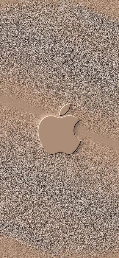 Embossed Apple Logo on Textured Beige Background
