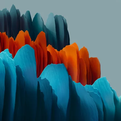 Dynamic Abstract Blue Orange Waves Flowing Digital Wallpaper image